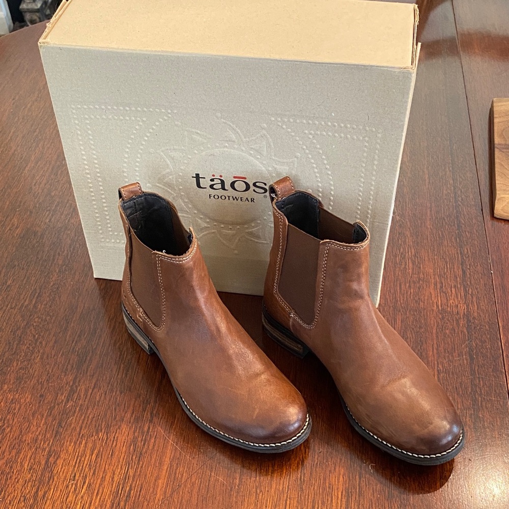 Taos Brown Booties Ankle Boots Twinnie Leather Cognac Size 36
